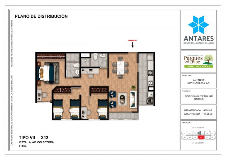 Plano del modelo X12 del proyecto Edificio Sauces en Piura