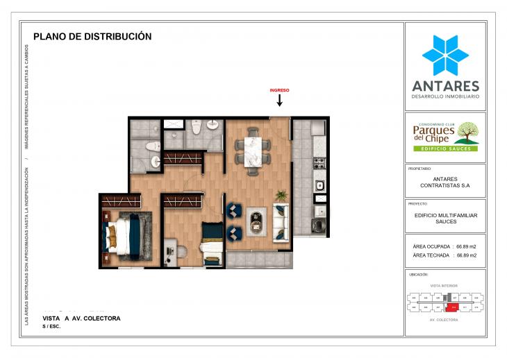 Plano del modelo 212 del proyecto Edificio Sauces en Piura