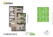 Plano del modelo TIPO 2 del proyecto Jardines en Chorrillos