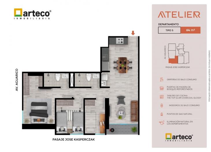 Plano del modelo Tipo 5 del proyecto Atelier en Breña