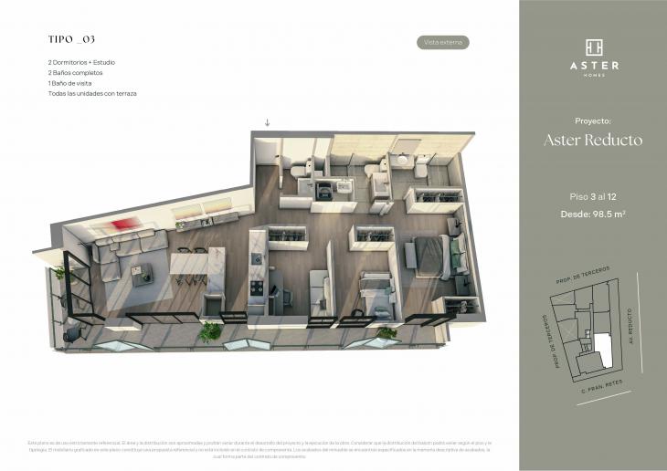 Plano del modelo X03 del proyecto ASTER REDUCTO en Miraflores