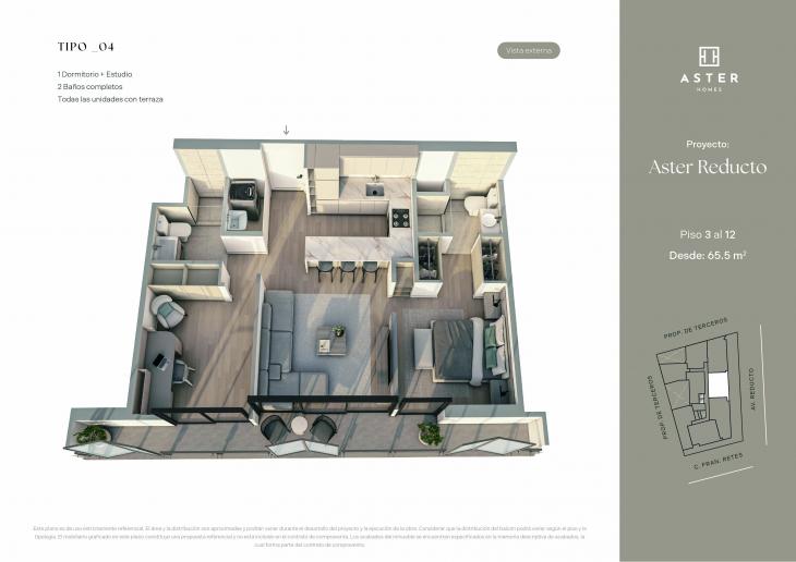 Plano del modelo X04 del proyecto ASTER REDUCTO en Miraflores