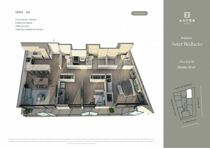 Plano del modelo X05 del proyecto ASTER REDUCTO en Miraflores