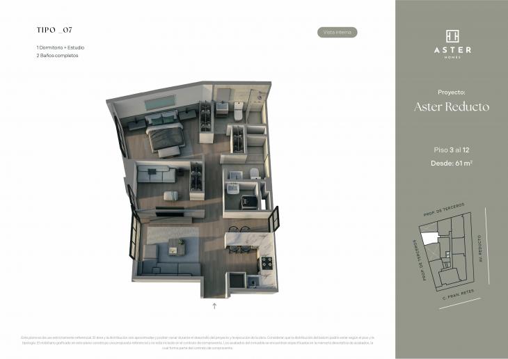 Plano del modelo X07 del proyecto ASTER REDUCTO en Miraflores