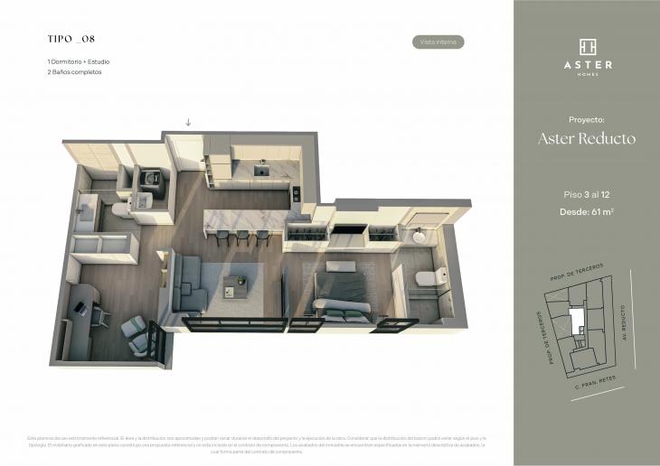 Plano del modelo X08 del proyecto ASTER REDUCTO en Miraflores