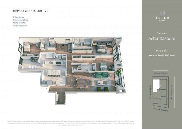 Plano del modelo X04 del proyecto ASTER BASADRE en San Isidro