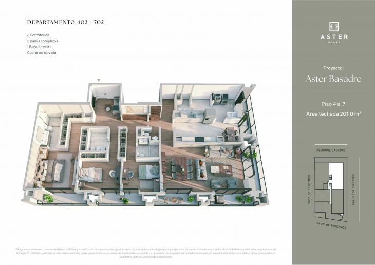 Plano del modelo X10 del proyecto ASTER BASADRE en San Isidro