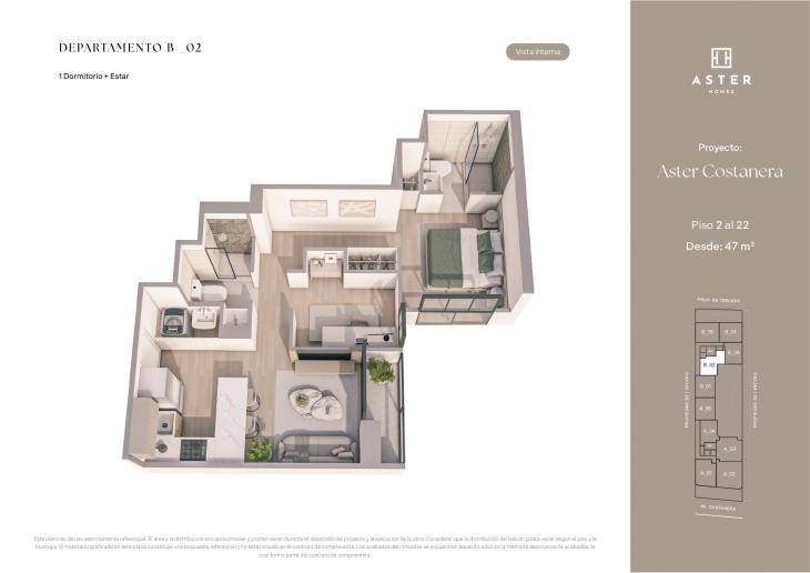 Plano del modelo B02 del proyecto ASTER COSTANERA en San Miguel