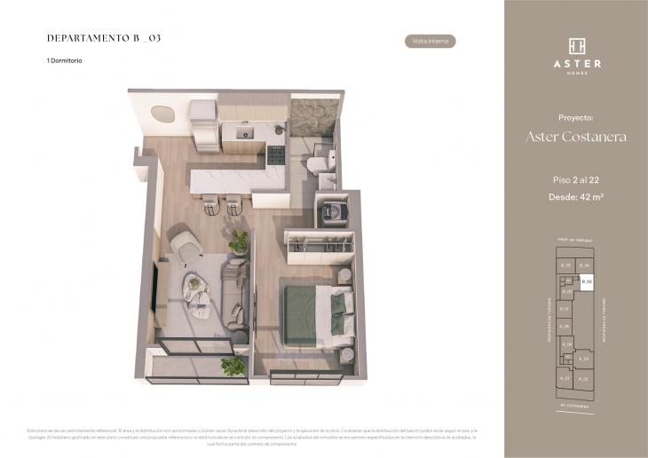 Plano del modelo B03 del proyecto ASTER COSTANERA en San Miguel