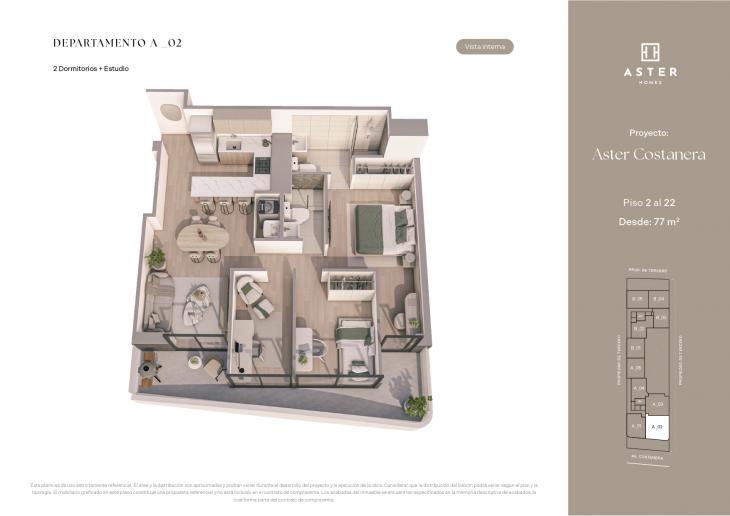Plano del modelo A02 del proyecto ASTER COSTANERA en San Miguel