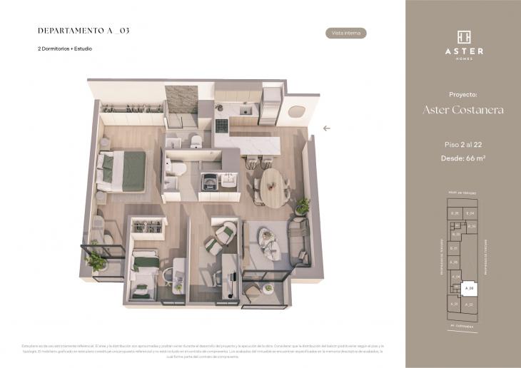 Plano del modelo A03 del proyecto ASTER COSTANERA en San Miguel