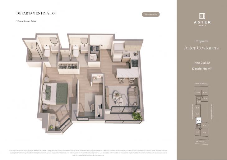 Plano del modelo A04 del proyecto ASTER COSTANERA en San Miguel