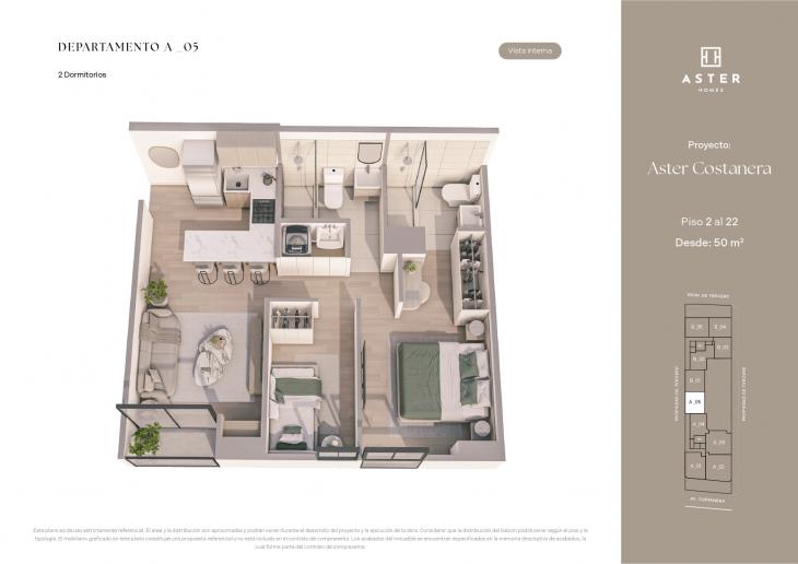 Plano del modelo A05 del proyecto ASTER COSTANERA en San Miguel