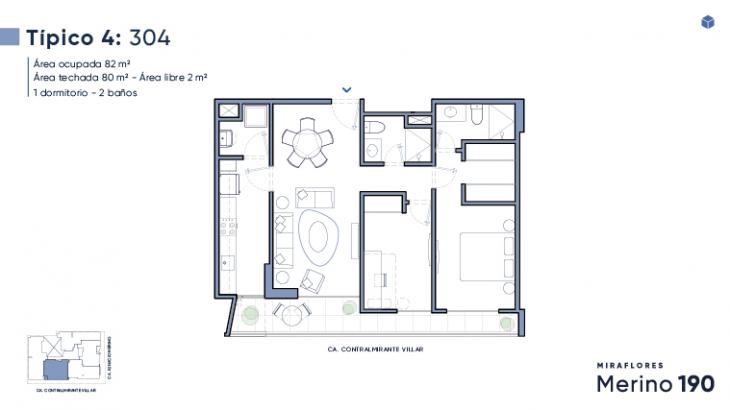 Plano del modelo Tipo 04 del proyecto Merino 190 en Miraflores
