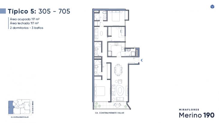 Plano del modelo Tipo 05 del proyecto Merino 190 en Miraflores