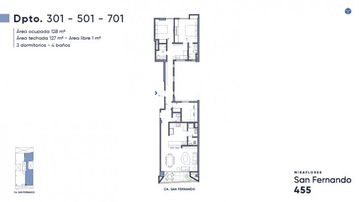 Plano del modelo X01 del proyecto San Fernando 455 en Miraflores