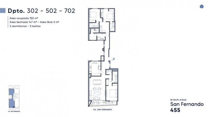 Plano del modelo X02 del proyecto San Fernando 455 en Miraflores