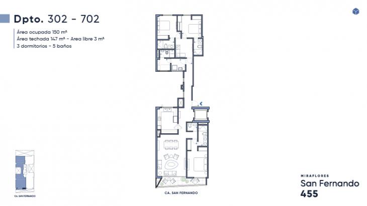 Plano del modelo X02 del proyecto San Fernando 455 en Miraflores