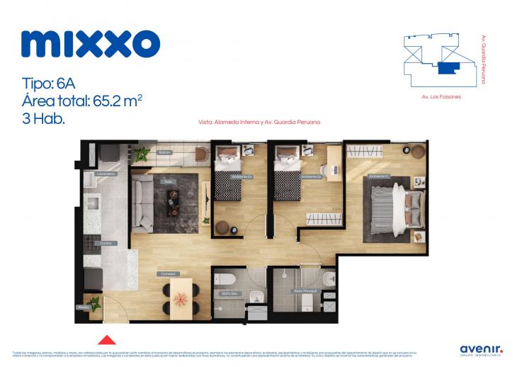Plano del modelo FLAT X06A del proyecto MIXXO en Chorrillos