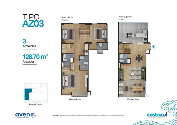 Plano del modelo AZ03 del proyecto COSTAZUL en Chorrillos