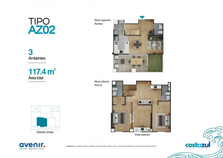 Plano del modelo AZ02 del proyecto COSTAZUL en Chorrillos