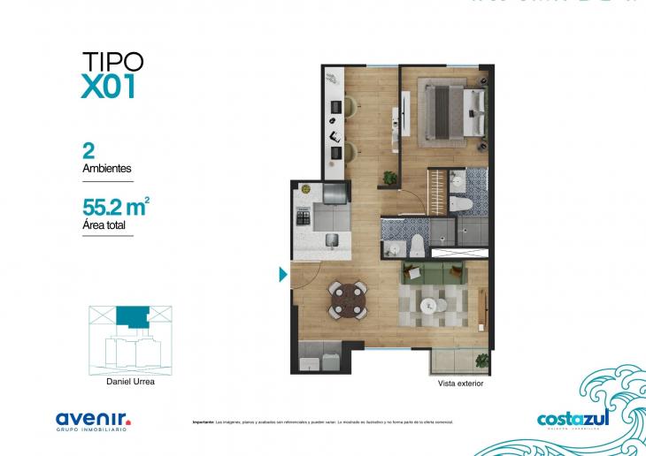 Plano del modelo X01 del proyecto COSTAZUL en Chorrillos