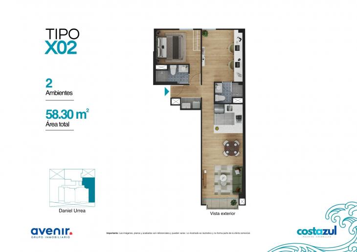 Plano del modelo X02 del proyecto COSTAZUL en Chorrillos