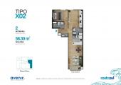 Plano del modelo X02 del proyecto COSTAZUL en Chorrillos