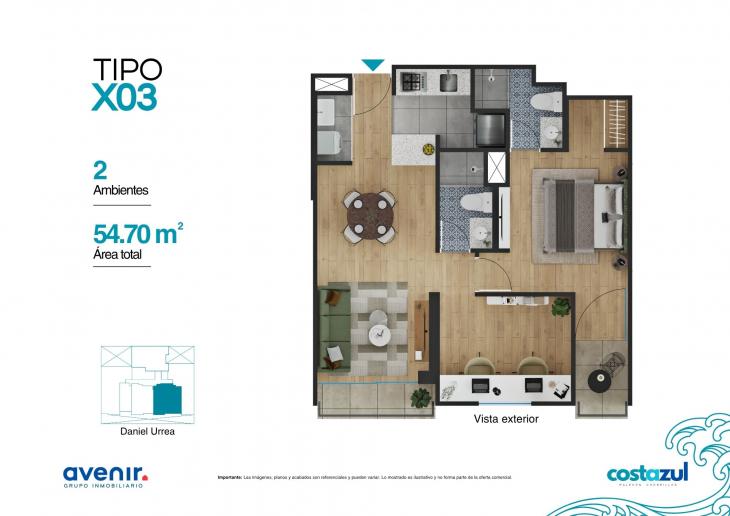 Plano del modelo X03 del proyecto COSTAZUL en Chorrillos