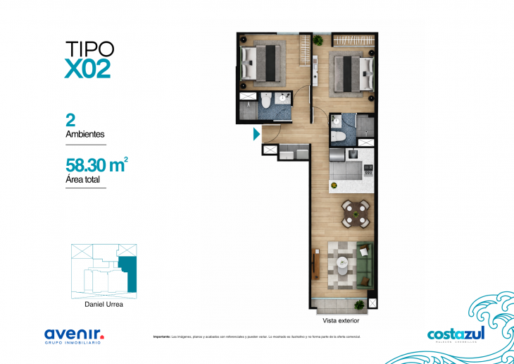 Plano del modelo X02 del proyecto COSTAZUL en Chorrillos