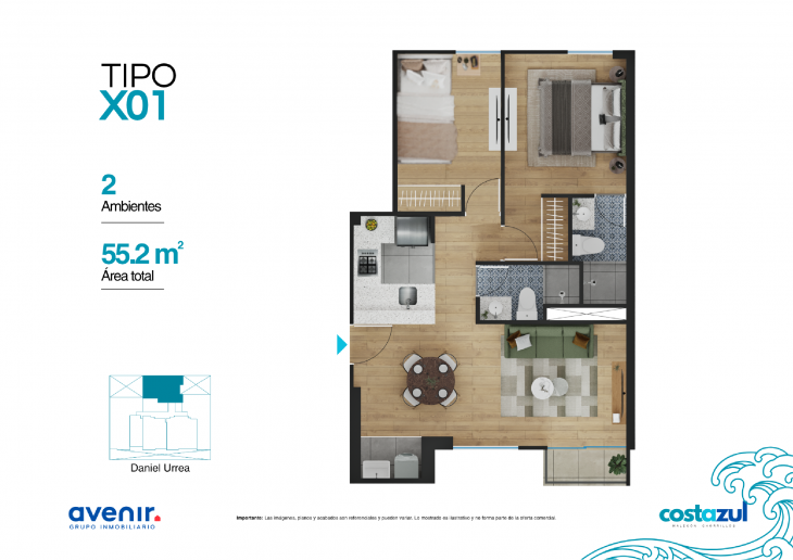 Plano del modelo X01 del proyecto COSTAZUL en Chorrillos