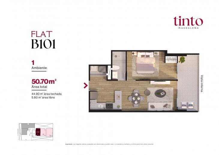 Plano del modelo B 101 del proyecto TINTO en Magdalena Del Mar