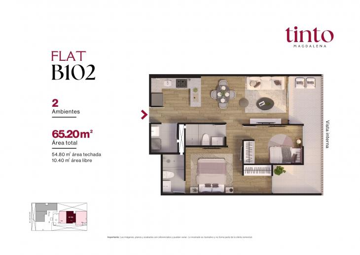 Plano del modelo B 102 del proyecto TINTO en Magdalena Del Mar