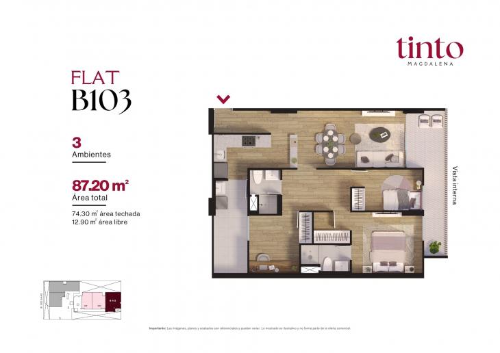 Plano del modelo B 103 del proyecto TINTO en Magdalena Del Mar