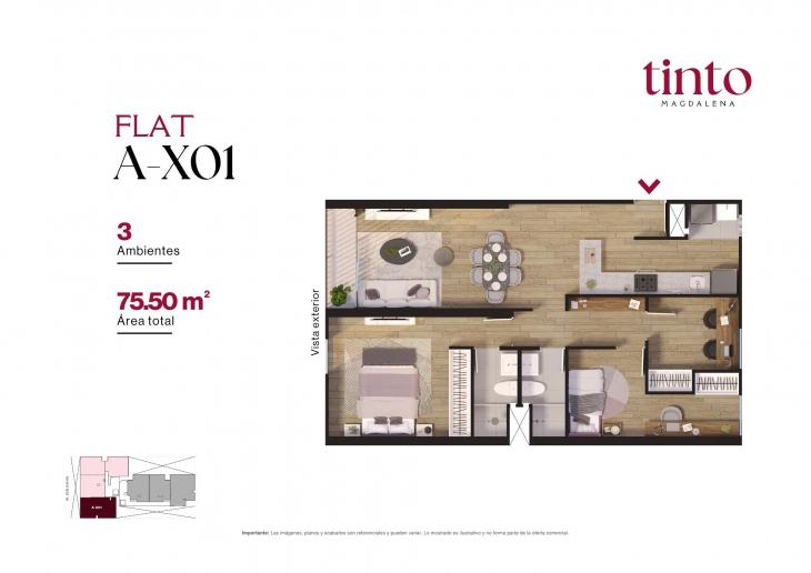 Plano del modelo A X01 del proyecto TINTO en Magdalena Del Mar