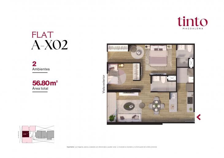 Plano del modelo A X02 del proyecto TINTO en Magdalena Del Mar