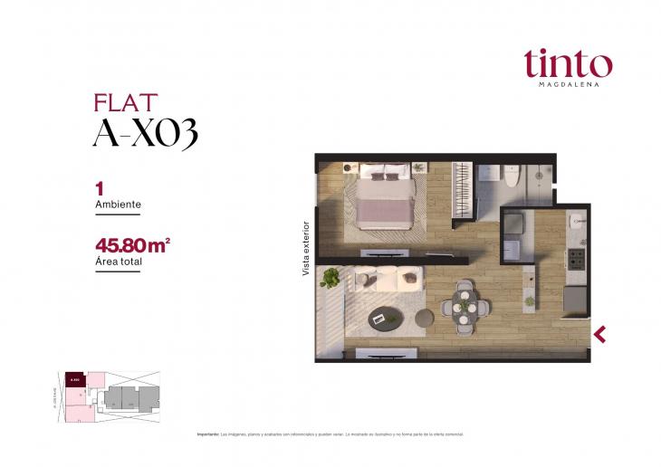 Plano del modelo A X03 del proyecto TINTO en Magdalena Del Mar