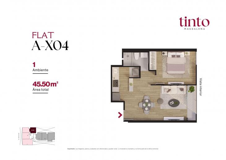 Plano del modelo A X04 del proyecto TINTO en Magdalena Del Mar