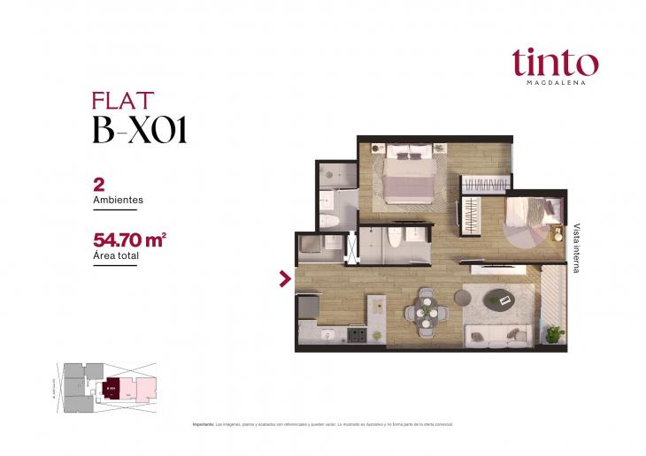 Plano del modelo B X01 del proyecto TINTO en Magdalena Del Mar