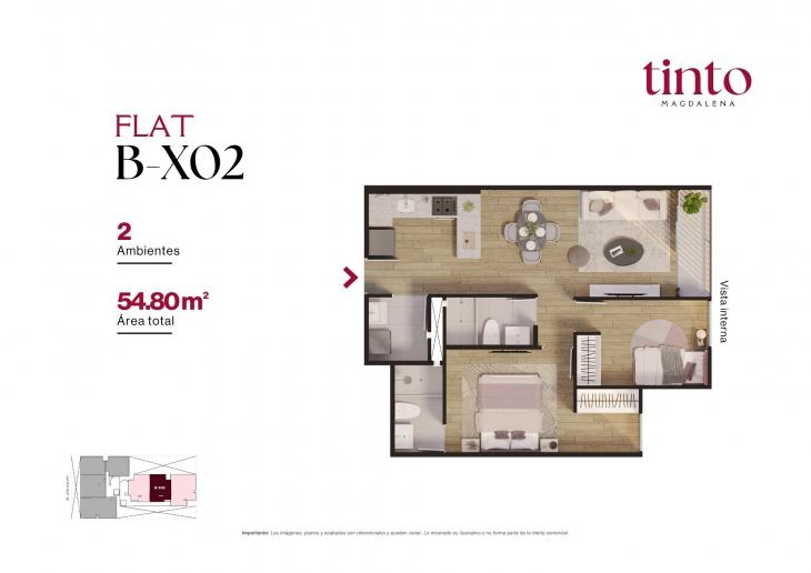 Plano del modelo B X02 del proyecto TINTO en Magdalena Del Mar