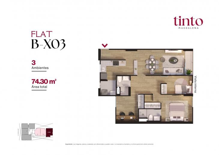 Plano del modelo B X03 del proyecto TINTO en Magdalena Del Mar
