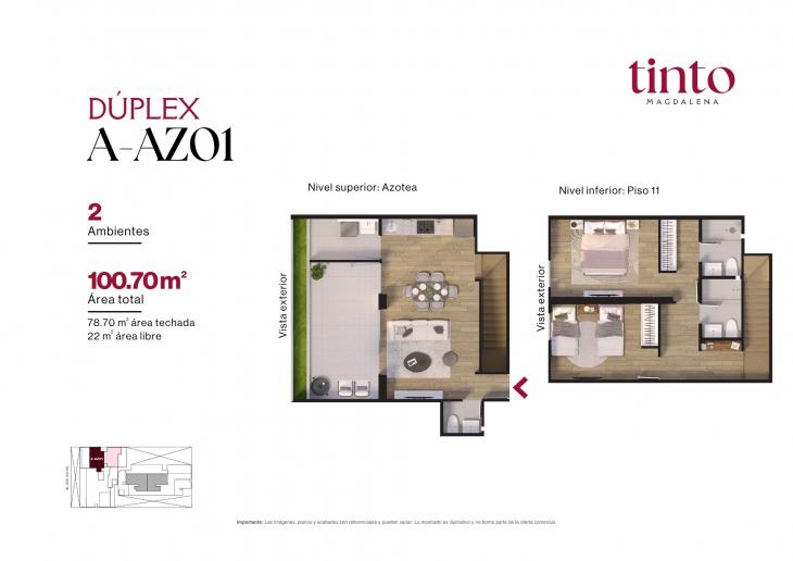 Plano del modelo A AZ01 del proyecto TINTO en Magdalena Del Mar