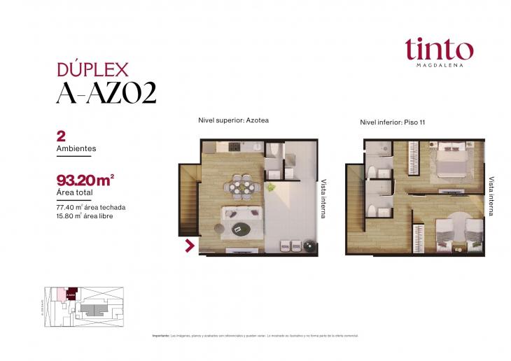 Plano del modelo A AZ02 del proyecto TINTO en Magdalena Del Mar