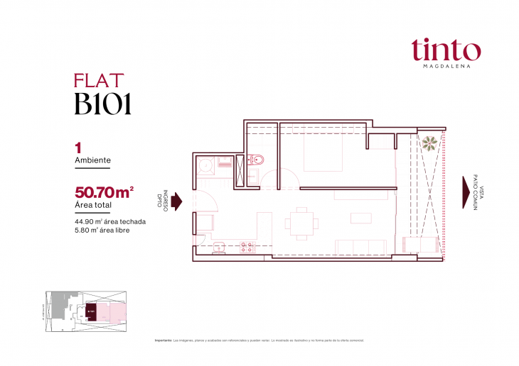 Plano del modelo B 101 del proyecto TINTO en Magdalena Del Mar