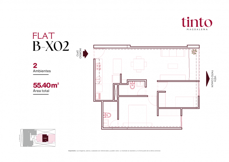Plano del modelo B X02 del proyecto TINTO en Magdalena Del Mar