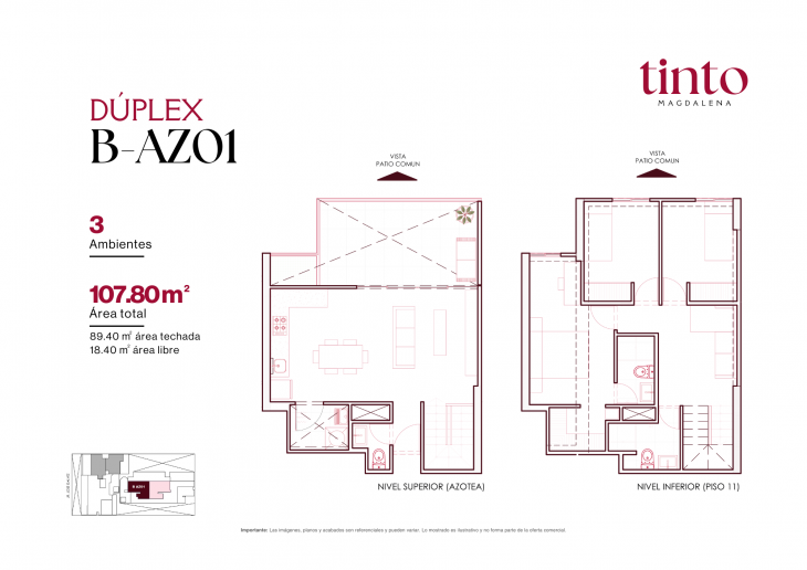 Plano del modelo B AZ01 del proyecto TINTO en Magdalena Del Mar