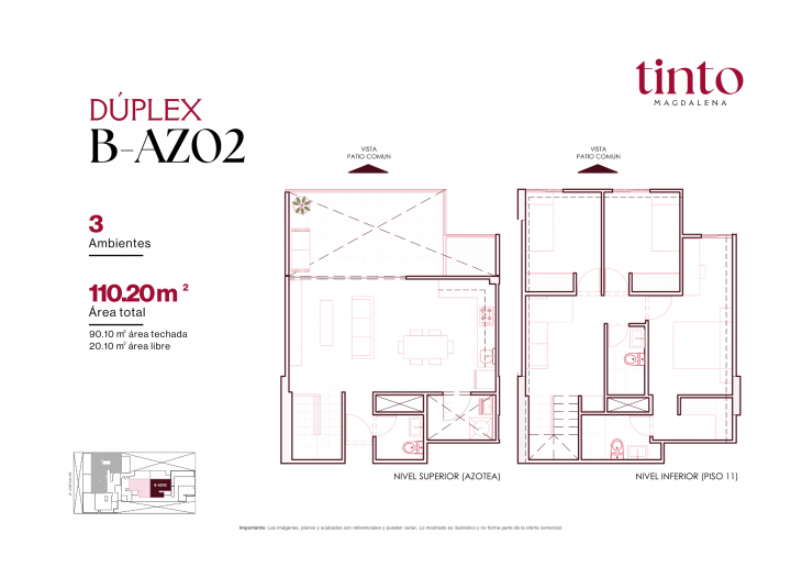 Plano del modelo B AZ02 del proyecto TINTO en Magdalena Del Mar