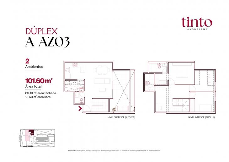 Plano del modelo A AZ03 del proyecto TINTO en Magdalena Del Mar