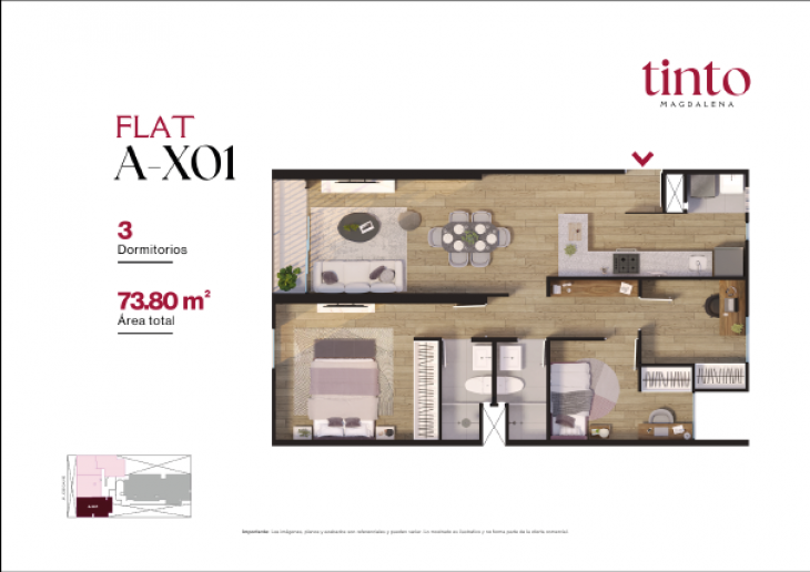 Plano del modelo A X01 del proyecto TINTO en Magdalena Del Mar