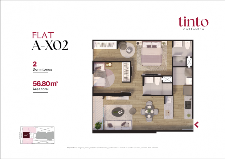 Plano del modelo A X02 del proyecto TINTO en Magdalena Del Mar